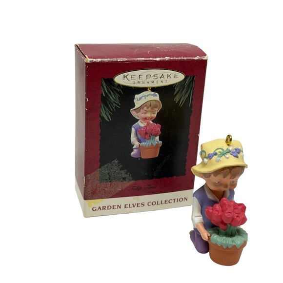 VTG Hallmark Keepsake Ornament Garden Elves Collection Tulip Time Handcrafted 2" - Picture 2 of 5